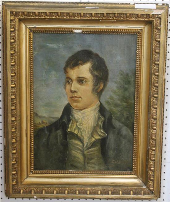 Gilt framed oil of Robert Burns by D Edbay